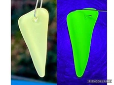 Tumbled Sea Glass Drilled Pattern-Textured Pendant Cased Yellow Uranium #7035