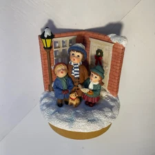 Our America Jar Candle Topper Christmas Carolers Puppy Winter Snow Decor Vintage