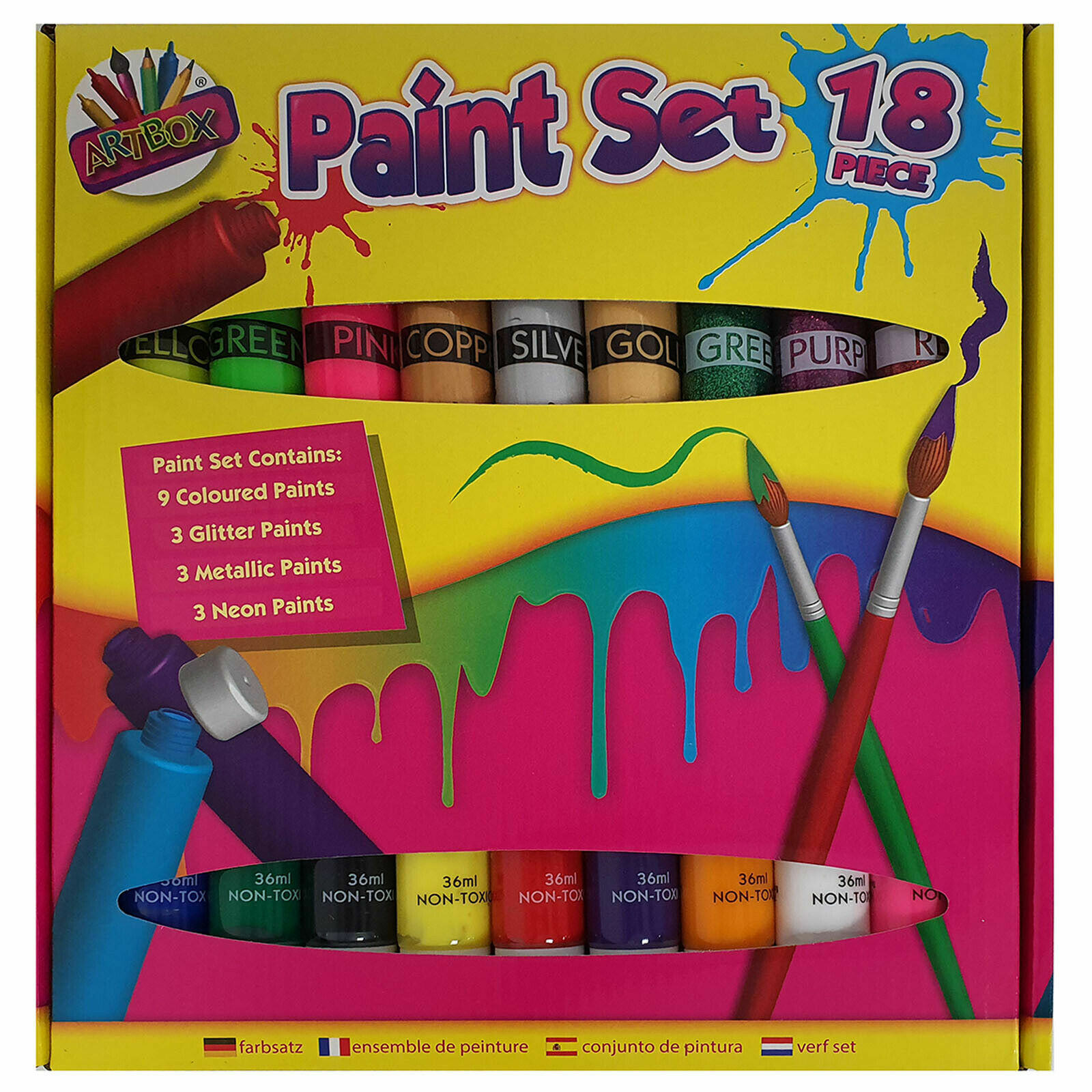18 Piece Paint Set Childrens Paint Set Non Toxic Kids Paints in Tubes