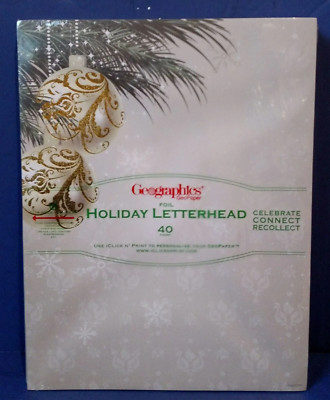 Geographics Ornaments & Pine 8.5'' x 11'' Christmas Holiday Letterhead 40 Pack