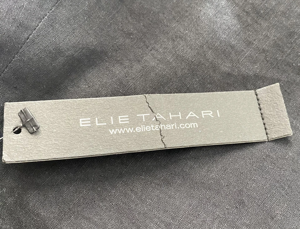 NUEVO CON ETIQUETAS Falda Elie Tahari Mujer Negra Volantes Dobladillo Carrera Talla 2 Foto 4 de 4