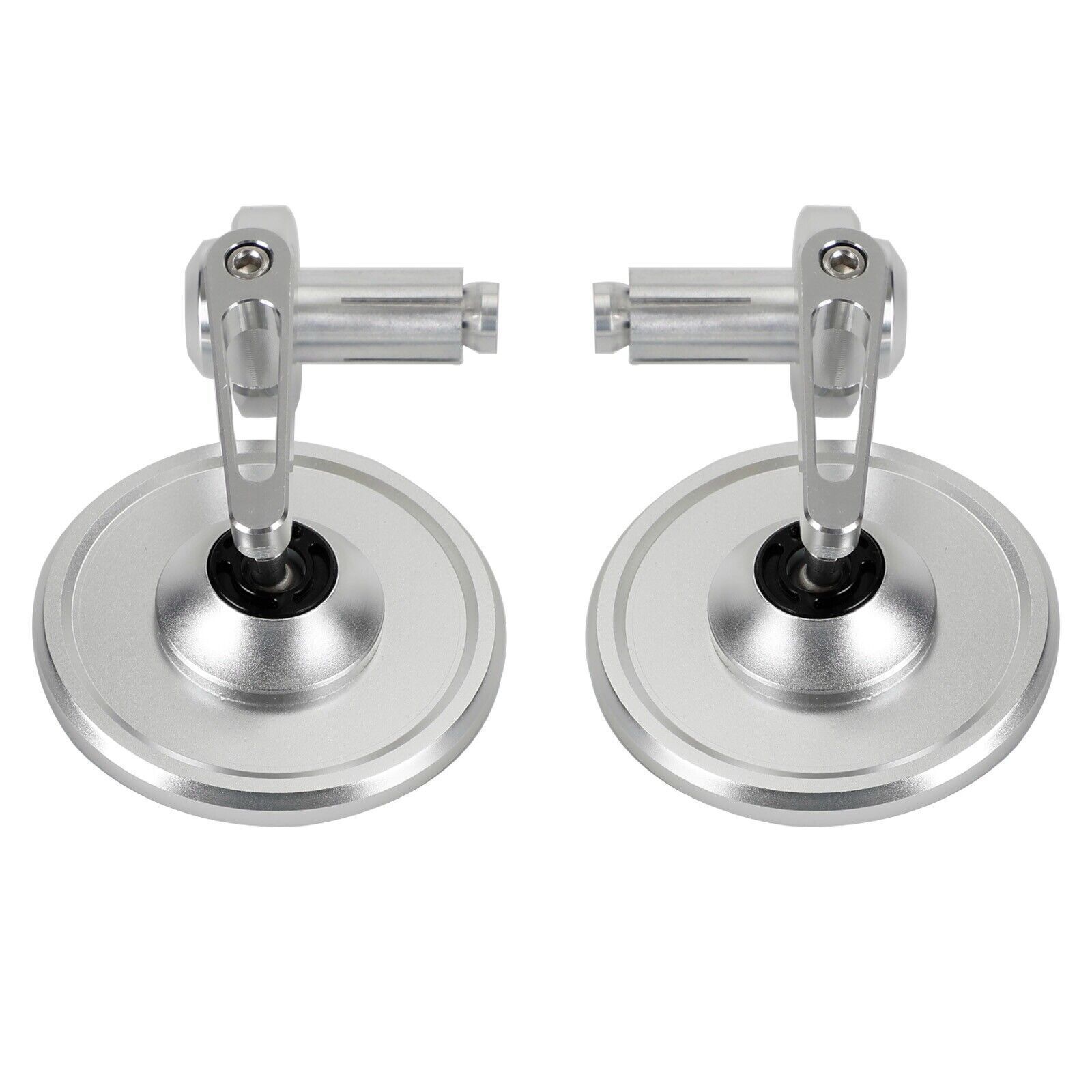 Pair Rear View Round BAR End Mirror Handleba Silver Aluminum Universal 7/8"-1"|