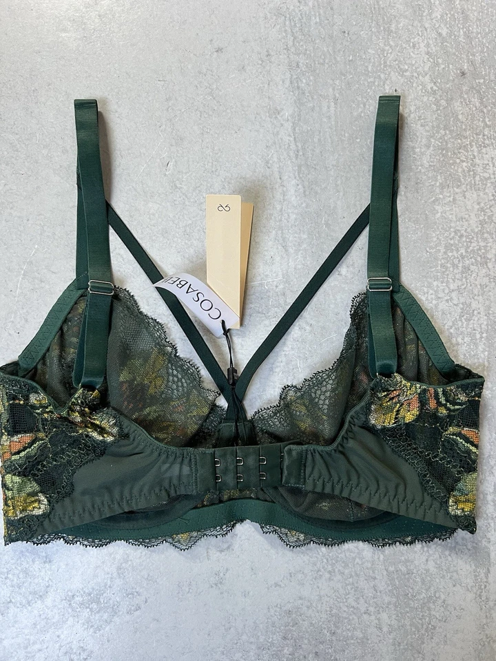 Бюстгальтер с ремешками Cosabella Paradiso на косточках размер 34DD 34E кружевной полупрозрачный зеленый Конго - Изображение 4 из 4