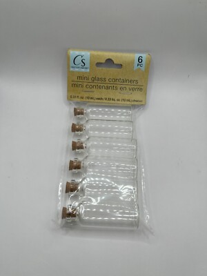 SET OF 2 10ml Mini Glass Bottles Jars Vials Container w/ Cork 6pc