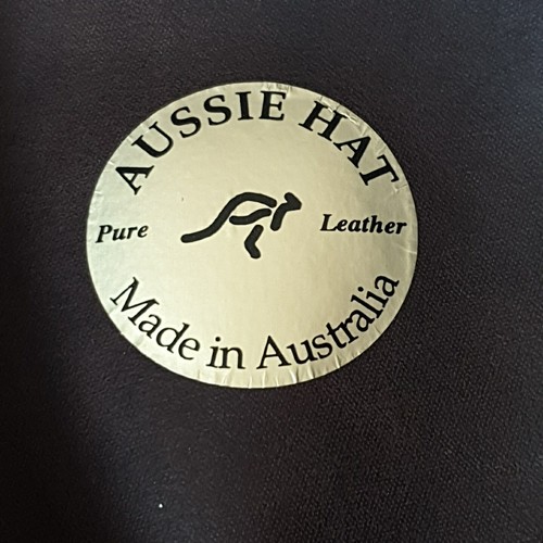 Australian Aussie Hat Real Pure Leather 22.5" Australia Brown Tan - Picture 5 of 7