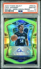 Cole Anthony 2020 Select Rookie Signatures Neon Green Prizm Auto /99 PSA 10💎