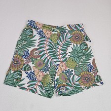 Boden Danby Tropical Fruit Shorts 10 Flat Front Vacation Pull On Pockets Cotton