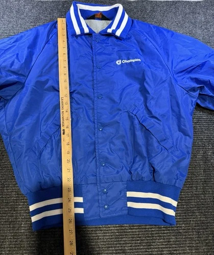 Vintage 80s 90s Champion Pla-Jac Dunbrooke Bomber Jacket Mens L Blue Made USA image 6