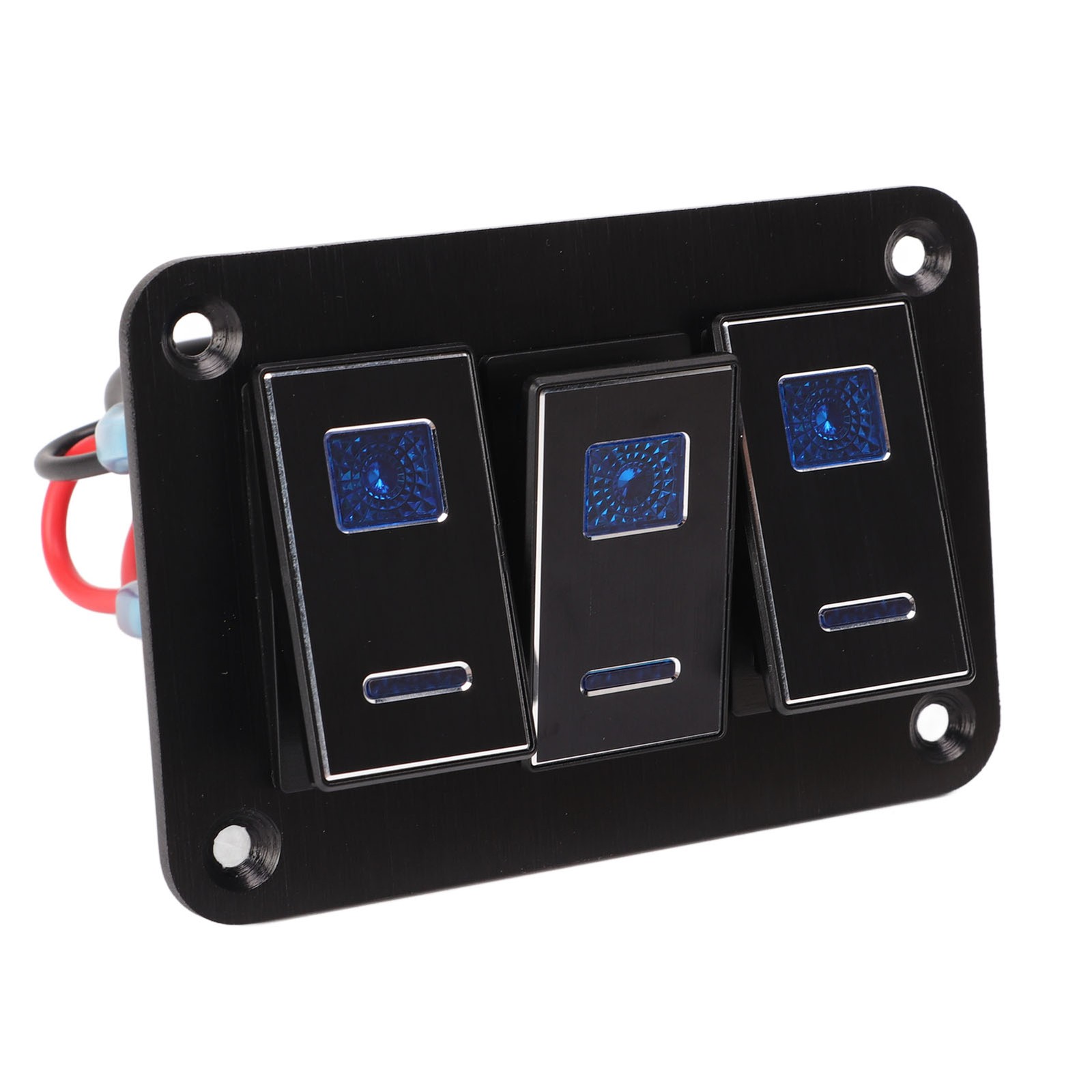 3 Gang Waterproof Toggle Switch Panel DC12V To 24V 30A 5PIN Blue LED Light Flexi
