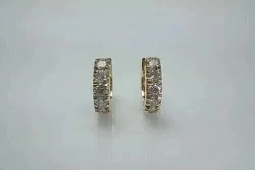 2.0Ct Round Cut Lab-Created Diamond Huggie Hoop Earrings 14K Yellow Gold Plated - Image 4 of 4