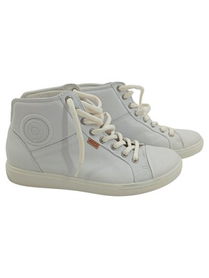 ECCO Damen Leder Sneaker High Schnürung Weiß Gr. 39 Freizeit Casual