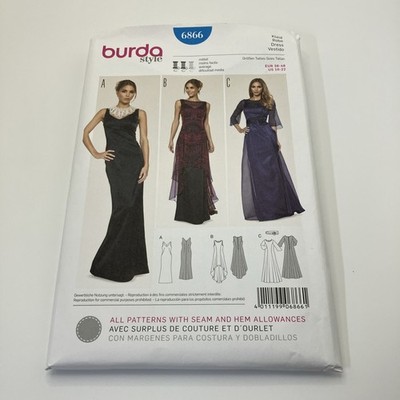 Burda SEWING PATTERN 6866 6199 Misses' Evening Dresses,Overdresses & Belt 10-22