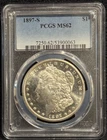 PCGS MS 62 1897 S United States Morgan One Dollar Silver Coin S$1-063