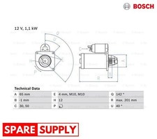 STARTER FOR DACIA NISSAN RENAULT BOSCH 0 986 021 741