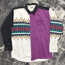 Vintage Express Rider Western Shirt Mens XL 90s Aztec Southwestern Navajo Cowboy