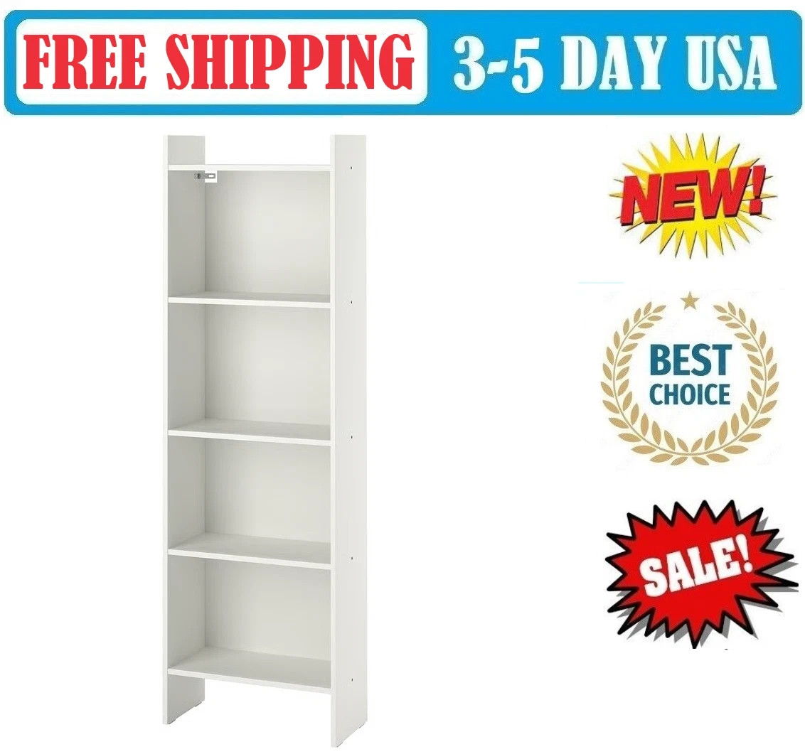 IKEA BAGGEBO Bookcase 4 Shelf, white, 19 5/8x9 7/8x63 