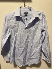 Calvin Klein Slim Fit Non-Iron Check Dress Shirt Light Blue Men's 16 34/35