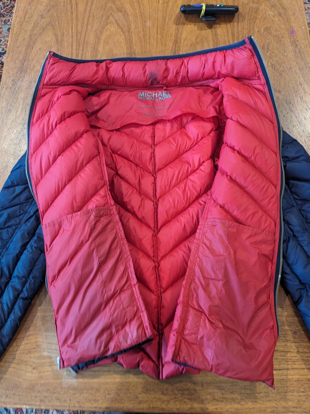 Michael Kors Jacket Women Large Down Puffer Quilt Packable Blue/Red thumbnail 4