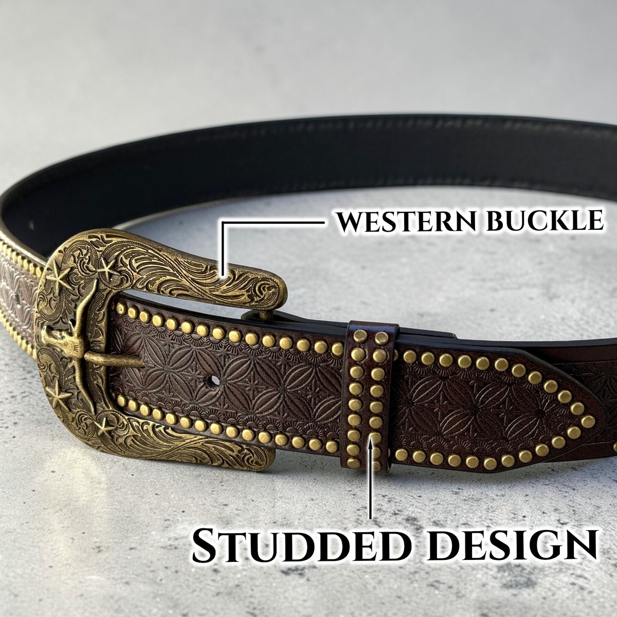 Western Vegan Leather Belt with Medallions Ariat Men main image 2