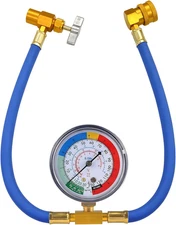 R134A Car AC Refrigerant Charge Hose Kit, Air Conditioning Charge Hose with Gaug