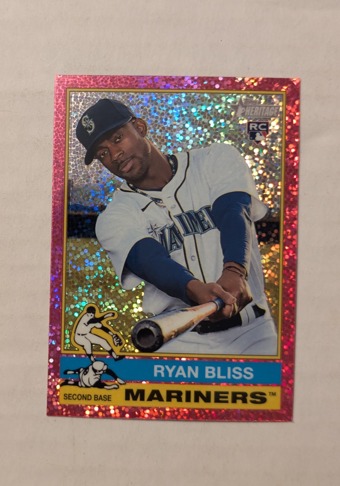 2025 Topps Heritage - Ryan Bliss #16 Chrome Pink Sparkle Refractor (RC) Mariners