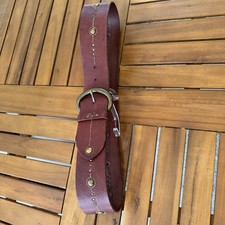 Fossil Brown Leather Belt Studs/Western/Boho/Retro/Vtg/Sz L/42 x2.5
