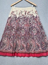 Talbots Womens Paisley A-Line Skirt Petite 12P Midi Boho Festival Chic Flowy