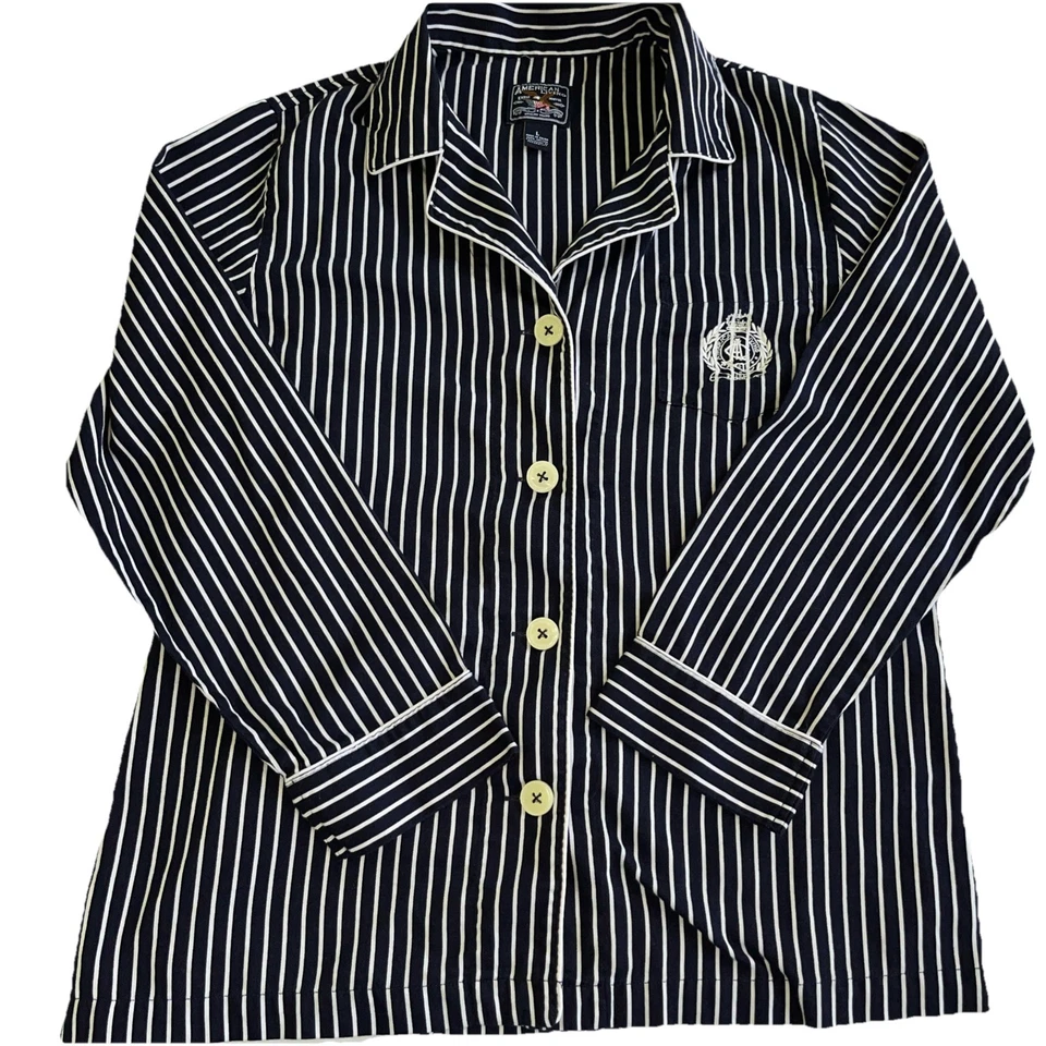 AMERICAN LIVING Pijama Mujer L Negro Blanco 2 Piezas Rayas Salón Foto 2 de 4