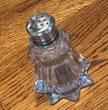 Vintage Dainty MCM Cut Glass & Sterling Silver Salt Shaker 2 1/2”
