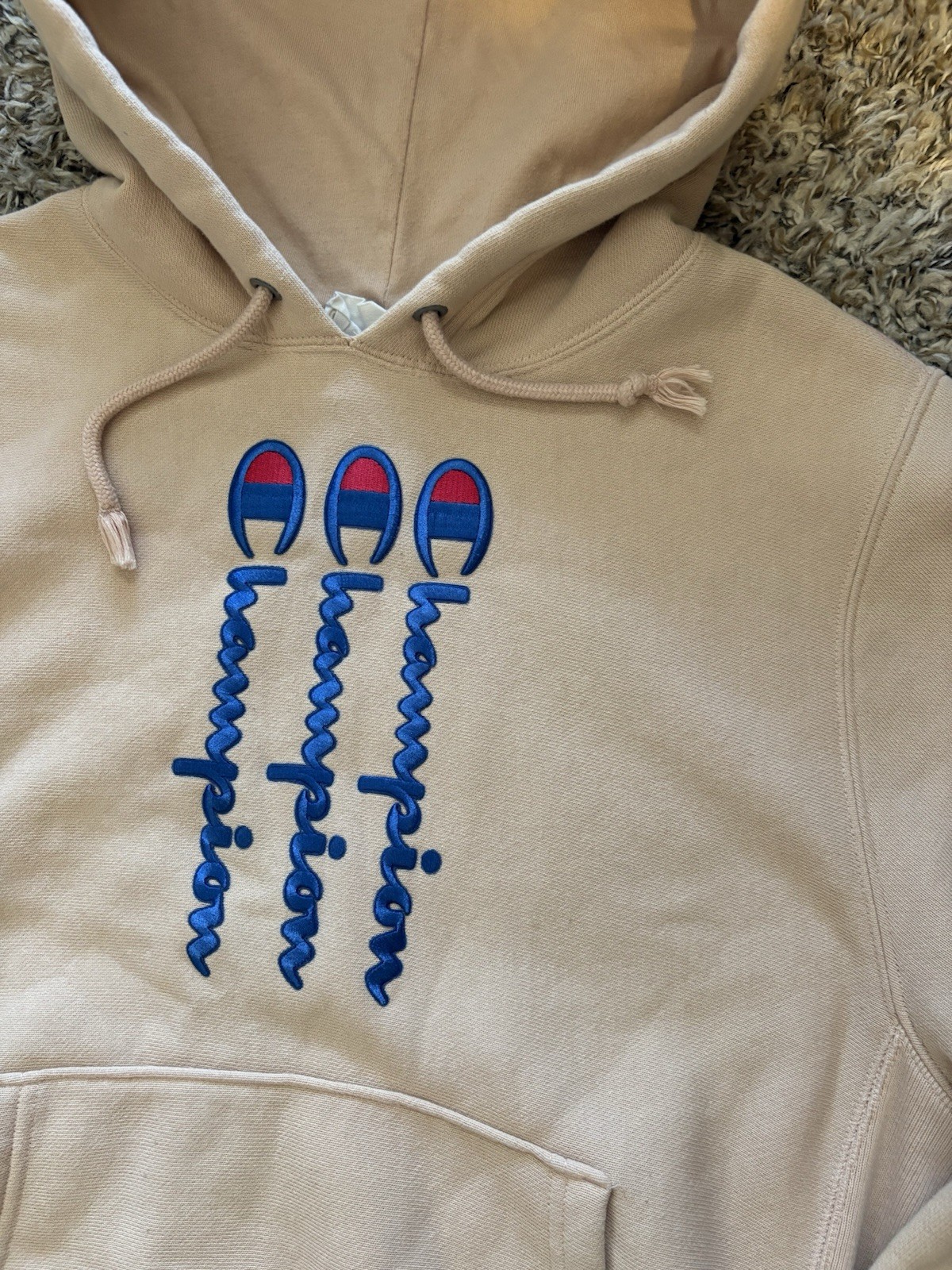 Champion Reverse Weave Vertical Script Logo Pink … - image 8