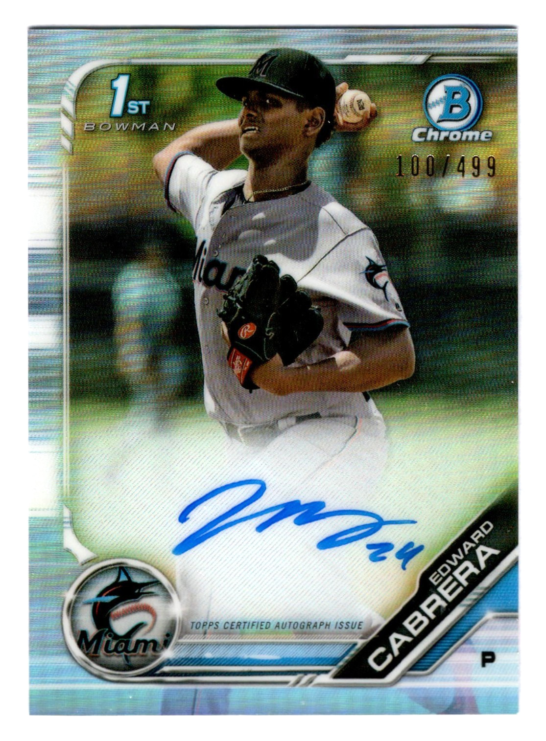 Edward Cabrera 2019 Bowman Chrome 1st Refractor Autograph 100/499 Chicago Cubs