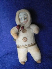 Antique German Spun Cotton Snow Baby Christmas Feather Tree Orn Bisque Dresden