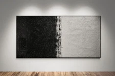 XXL Rothko Style Black & White Abstract Canvas Color Field Art - 59x30 in