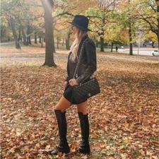 Stuart Weitzman 5050 Black Nappa Leather Knit Combo Over the Knee Boots Size 6.5