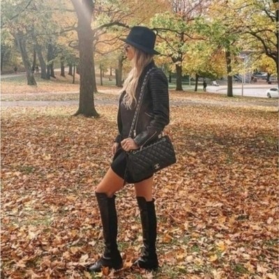 Stuart Weitzman 5050 Black Nappa Leather Knit Combo Over the Knee Boots Size 6.5
