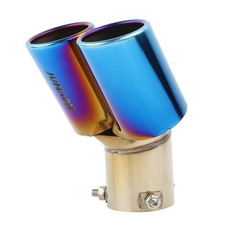 Car Auto Dual Pipe Exhaust Tailpipe Tail Muffler Tip Throat Stainless Steel