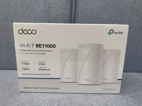 TP-Link Deco BE11000 WIFI 7 Tri-Band Whole Home Mesh System 3-Pack - White NEW