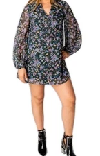 Buddy Love Sz S Women's Blue Floral Ruffle Babydoll Boho Cottagecore Dress