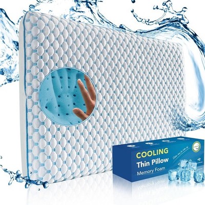 Ultradünnes kühlendes Memory Foam Kissen für Bauch- und Rückenschläfer/niedriges Profil