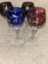 Ajka Nachtmann (4) Bohemian Crystal Cordial Liqueur Glasses Set