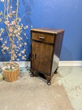 Vintage Walnut Burr Veneer Bedside Cabinet  Drawer Table Art Deco 