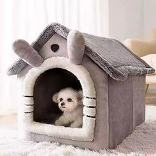 Indoor Warm Dog House Soft Pet Bed Tent Washable Cushion All-Season Free Ship US