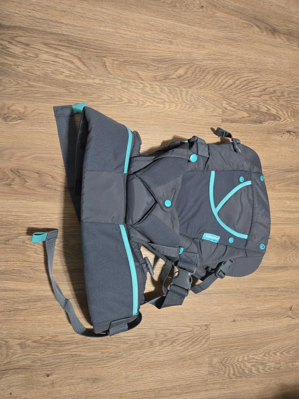 Infantino Baby Carrier Gray Teal Adjustable Infant Toddler Front Carrier