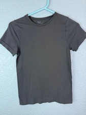 Skims Shirt Womens Medium Black Short Sleeve Crewneck Stretch Fitted Nylon Top