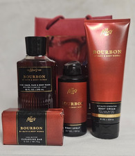 Bath and Body Works Bourbon 2025- 4 Pc Set -Cream, Body Spray, Wash, Bar -NEW