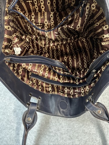 Vintage Schultertasche echt Leder genarbt dunkelblau Tignanello 18x11 - Bild 17 von 24