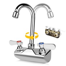 Leak-Free Commercial Hand Sink Faucet, 4 Inch Center Wall Mount Kitchen Sink ...