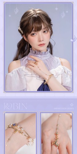 Official Honkai:Star Rail Robin Metal Bracelet Ring Adjustable Jewelry Set - Picture 8 of 8
