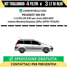 Tagliando per PEUGEOT 206 SW 1.4 LPG 55 kw Benzina/Gasauto (GPL) 2002-2007 - ...