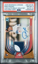 Roki Sasaki 2025 Bowman #BCAR-RS Chrome Relic Gold Refractor 44/50 (RC) PSA 8